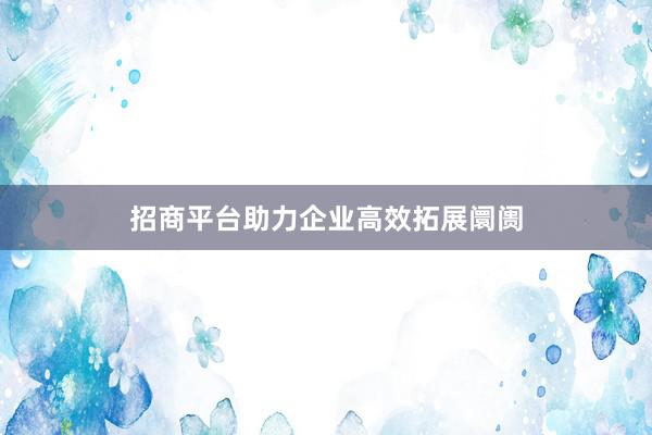 招商平台助力企业高效拓展阛阓