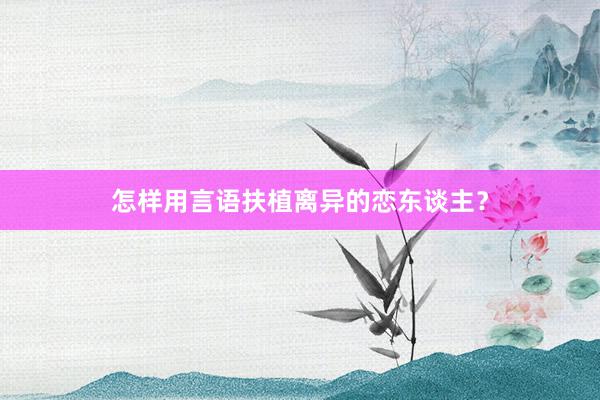 怎样用言语扶植离异的恋东谈主?